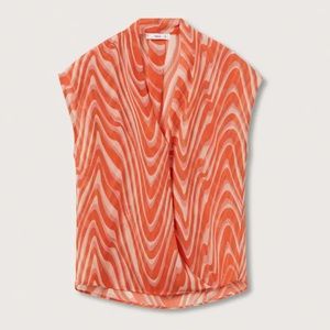 Mango draped swirl wrap top NWT